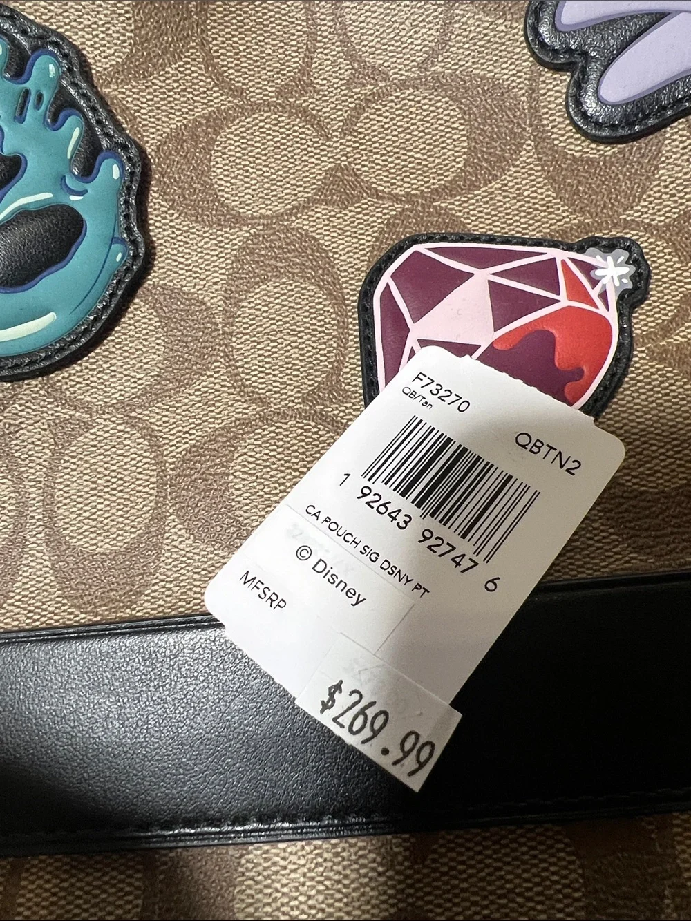 Coach Brown Monogram Wristlet with Enamel Patches